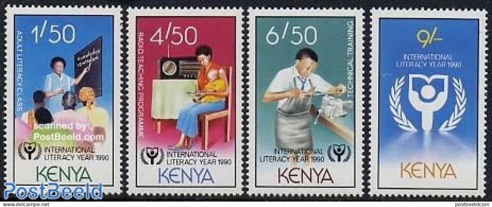 Kenia 1990 Int. Illiteracy Year 4v, Mint NH, Science - Education - Autres & Non Classés