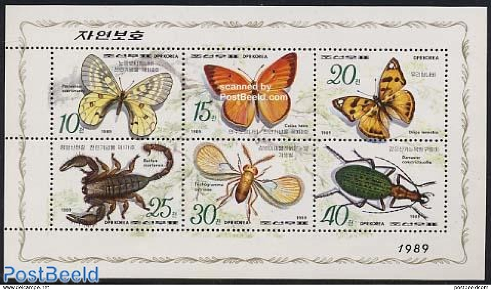Korea, North 1989 Insects 6v M/s, Mint NH, Nature - Various - Butterflies - International Youth Year 1984 - Korea, North