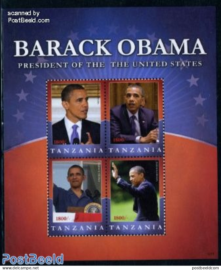 Tanzania 2010 Barack Obama 4v M/s, Mint NH, History - American Presidents - Politicians - Tanzania (1964-...)
