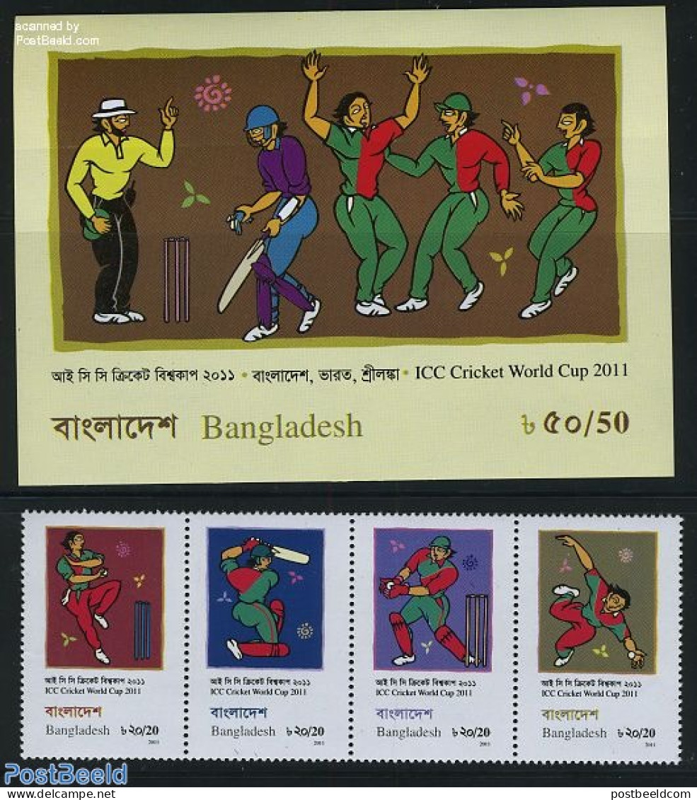 Bangladesh 2011 Cricket World Cup 4v+s/s ([:::]+s/s), Mint NH, Sport - Cricket - Sport (other And Mixed) - Cricket
