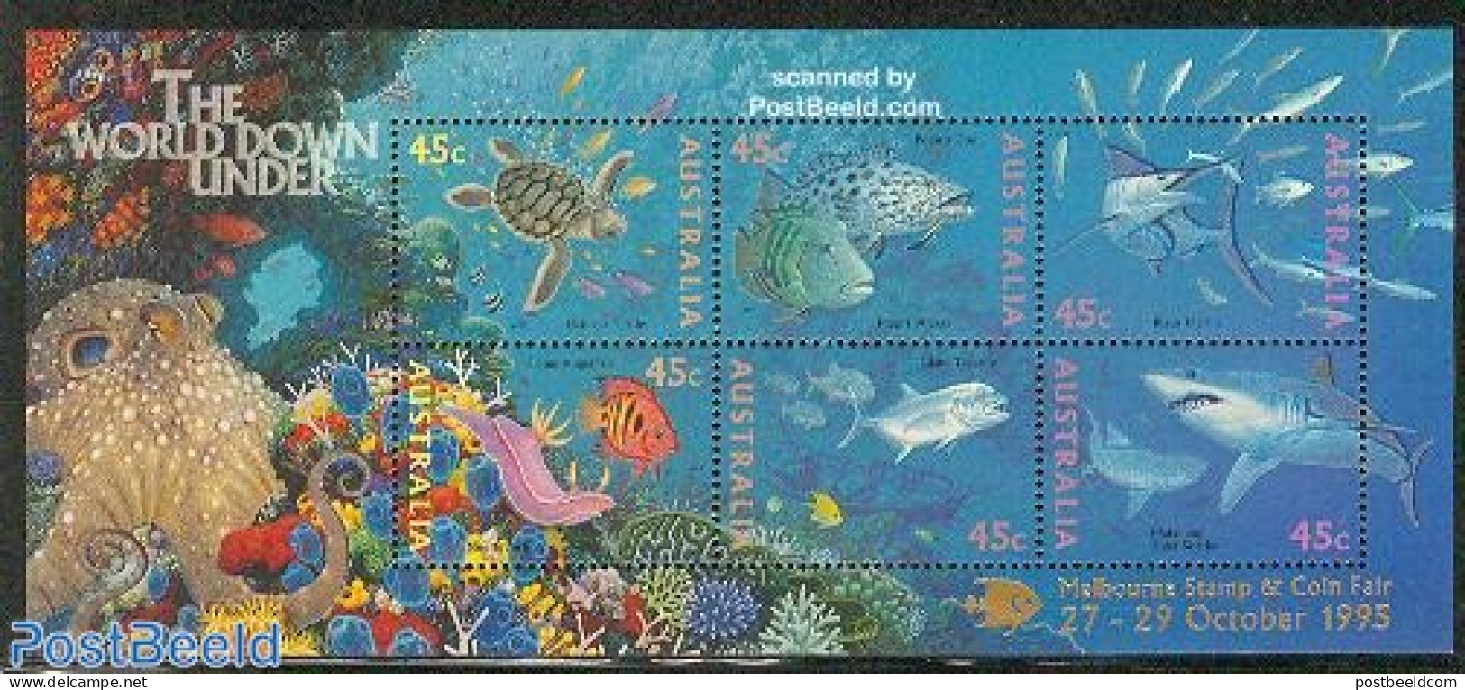 Australia 1995 Melbourne Fair S/s, Mint NH, Nature - Fish - Turtles - Sharks - Neufs