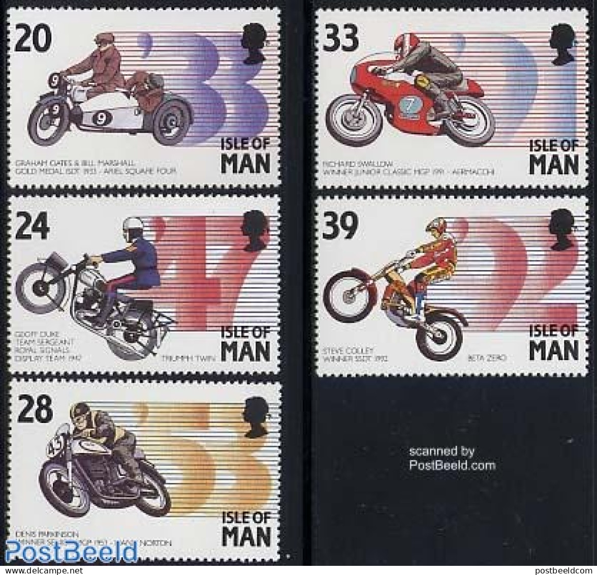 Isle Of Man 1993 Motorsports 5v, Mint NH, Transport - Motorcycles - Motorbikes