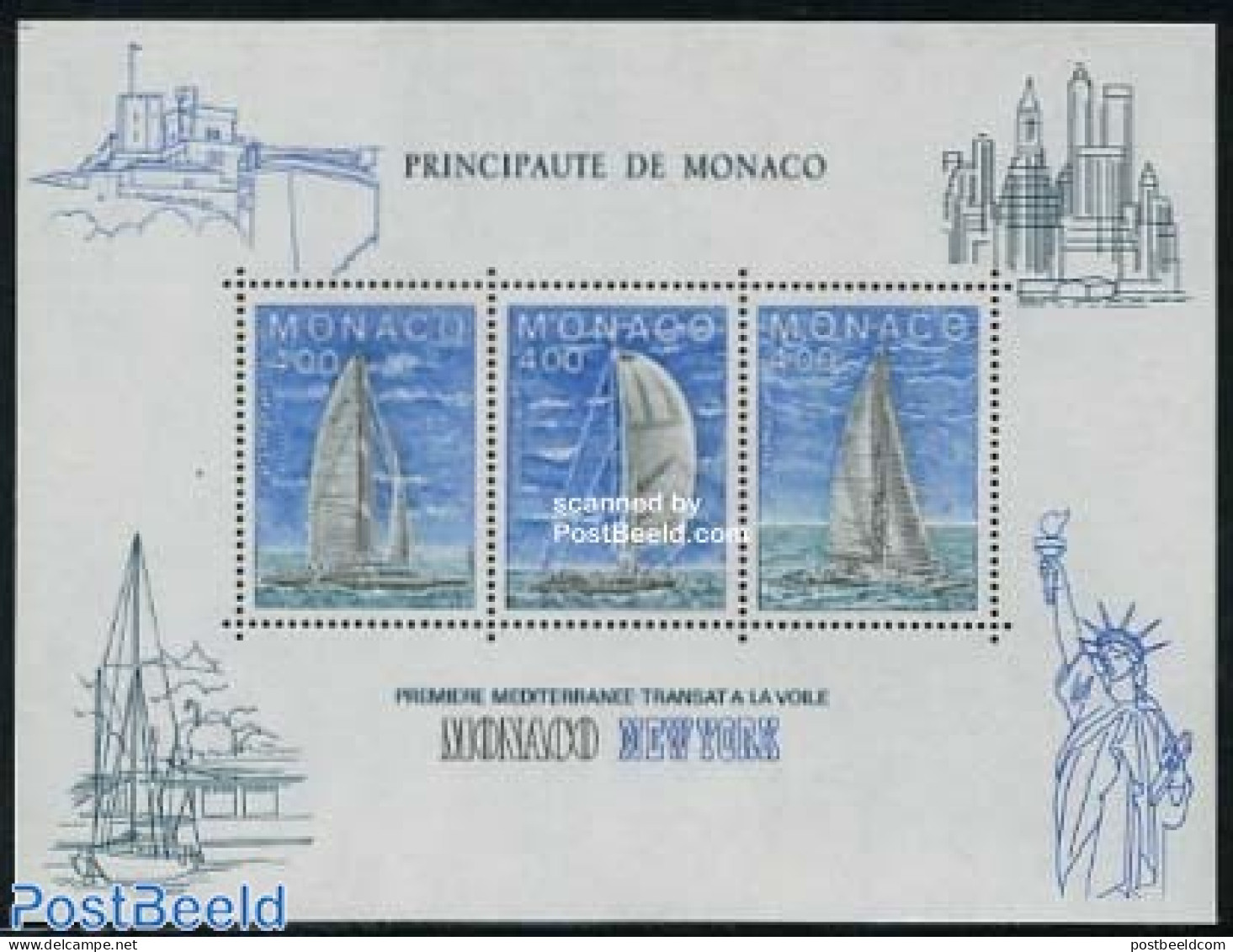 Monaco 1985 Sailing Regatta S/s, Mint NH, Sport - Transport - Sailing - Sport (other And Mixed) - Ships And Boats - Ungebraucht