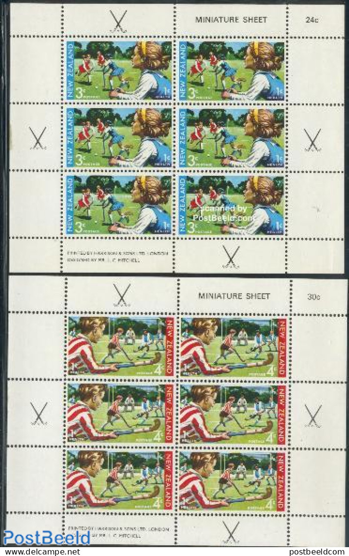 New Zealand 1971 Health, Hockey 2 M/s, Mint NH, Health - Sport - Health - Hockey - Sport (other And Mixed) - Unused Stamps