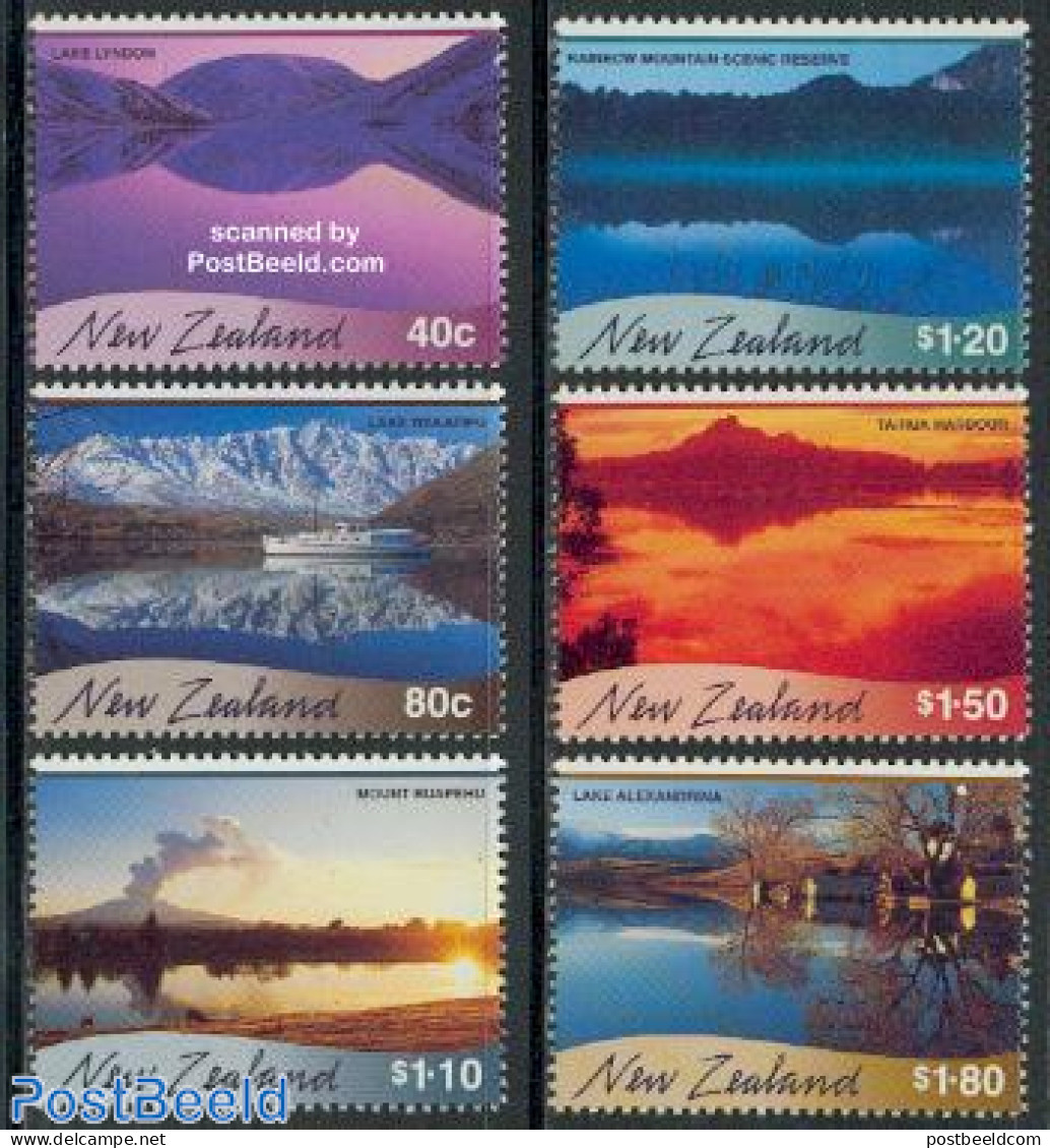 New Zealand 2000 Scenic Reflections 6v, Mint NH, History - Sport - Transport - Various - Geology - Mountains & Mountai.. - Unused Stamps