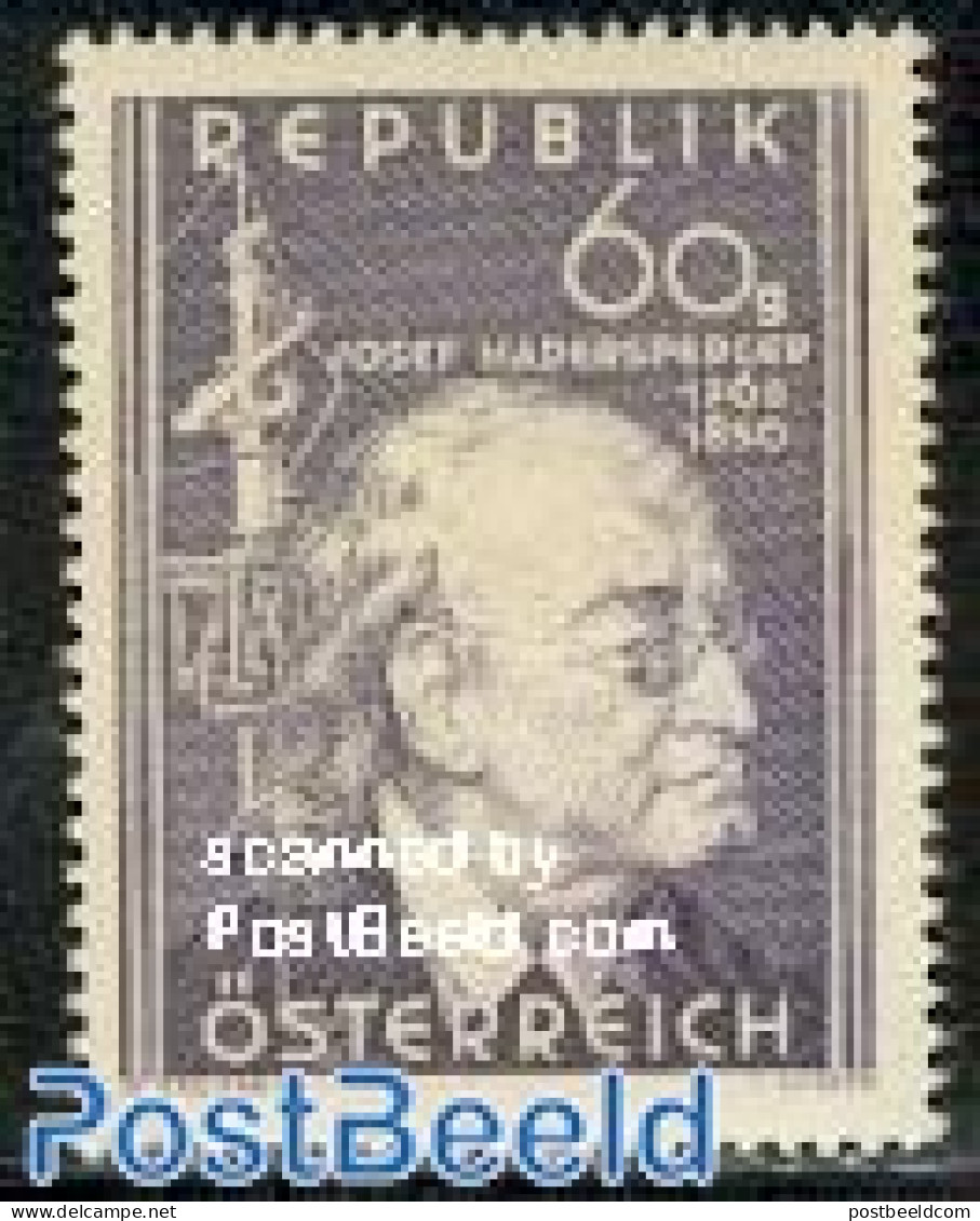 Austria 1950 J. Madersperger 1v, Mint NH, Science - Various - Inventors - Textiles - Ungebraucht