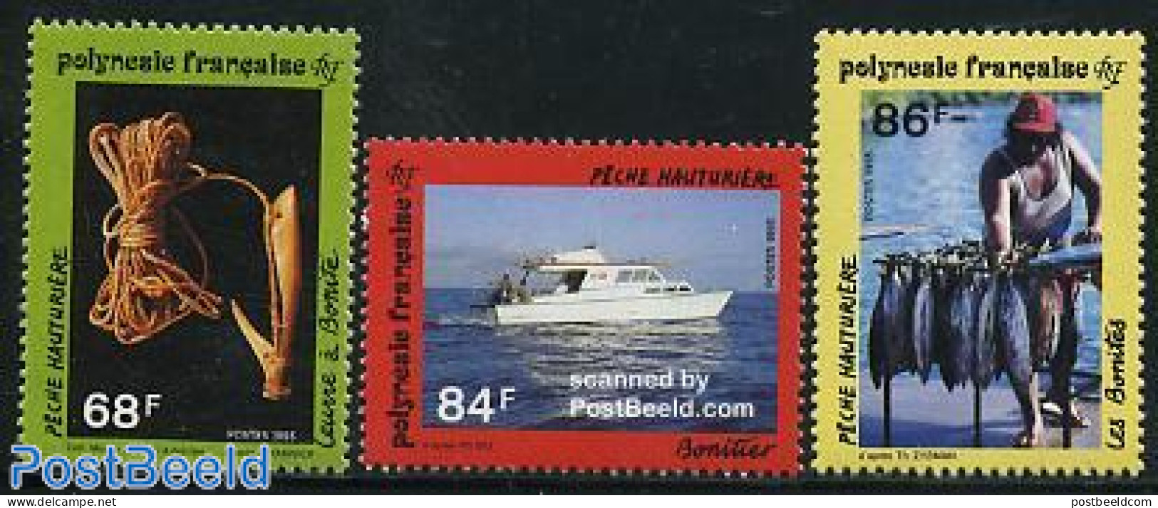 French Polynesia 1993 Sea Fishing 3v, Mint NH, Nature - Transport - Fish - Fishing - Ships And Boats - Unused Stamps
