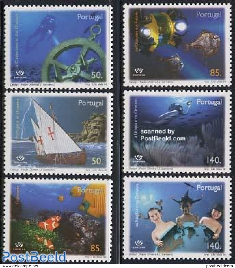 Portugal 1998 World Expo 6v, Mint NH, Nature - Sport - Transport - Various - Fish - Diving - Ships And Boats - World E.. - Ongebruikt