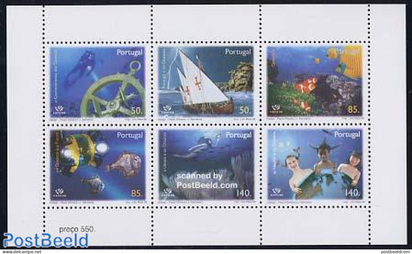 Portugal 1998 World Expo 6v M/s, Mint NH, Nature - Sport - Transport - Various - Fish - Diving - Ships And Boats - Wor.. - Neufs