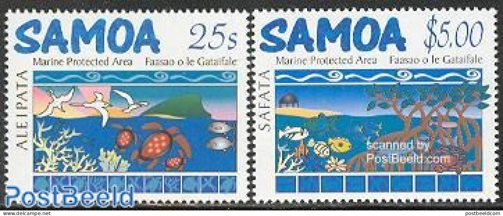 Samoa 2003 Marine Protected Area 2v, Mint NH, Nature - Birds - Environment - Fish - Turtles - Protection De L'environnement & Climat
