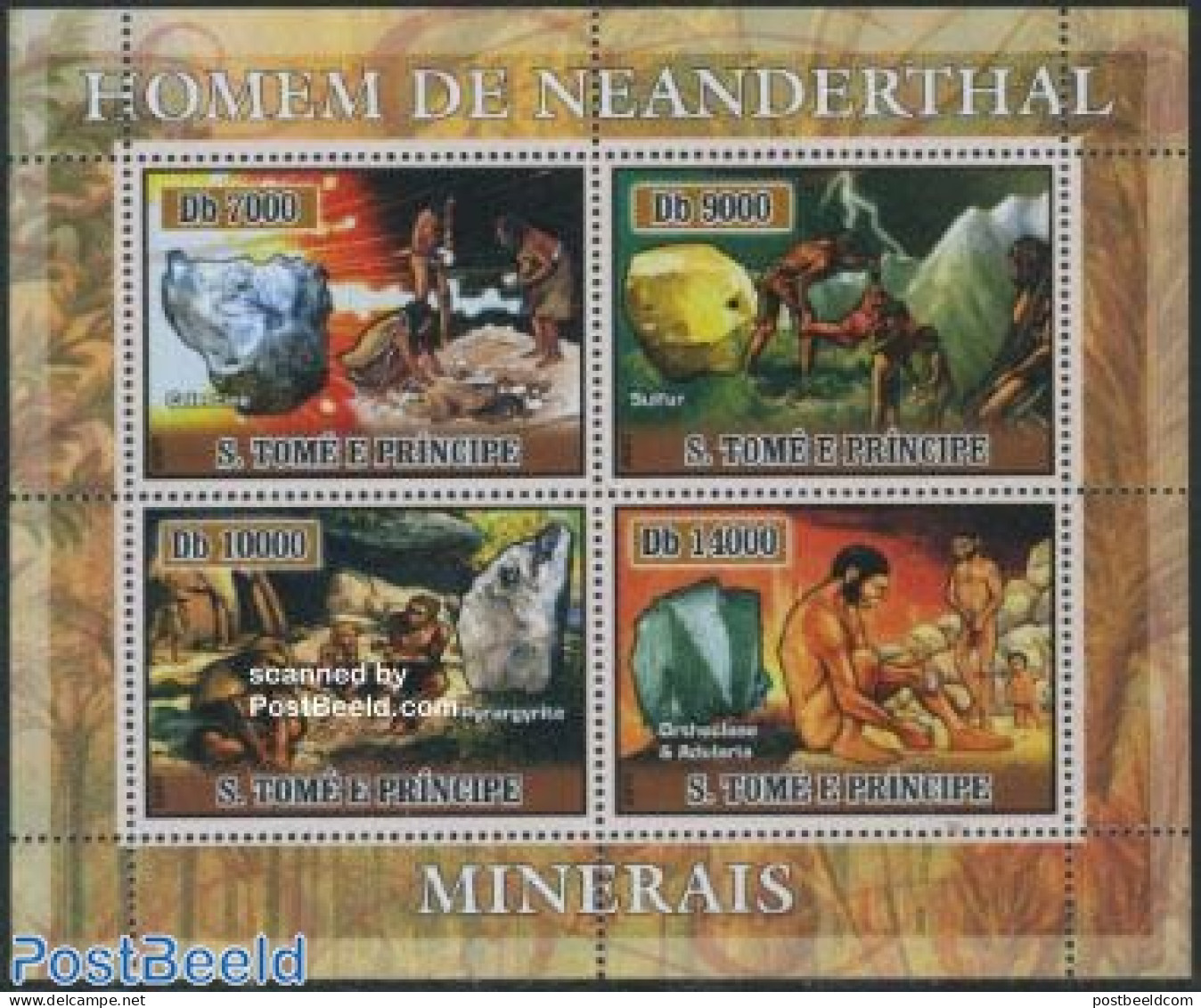 Sao Tome/Principe 2007 Neanderthalers 4v M/s, Mint NH, History - Nature - Archaeology - Geology - Prehistory - Archéologie