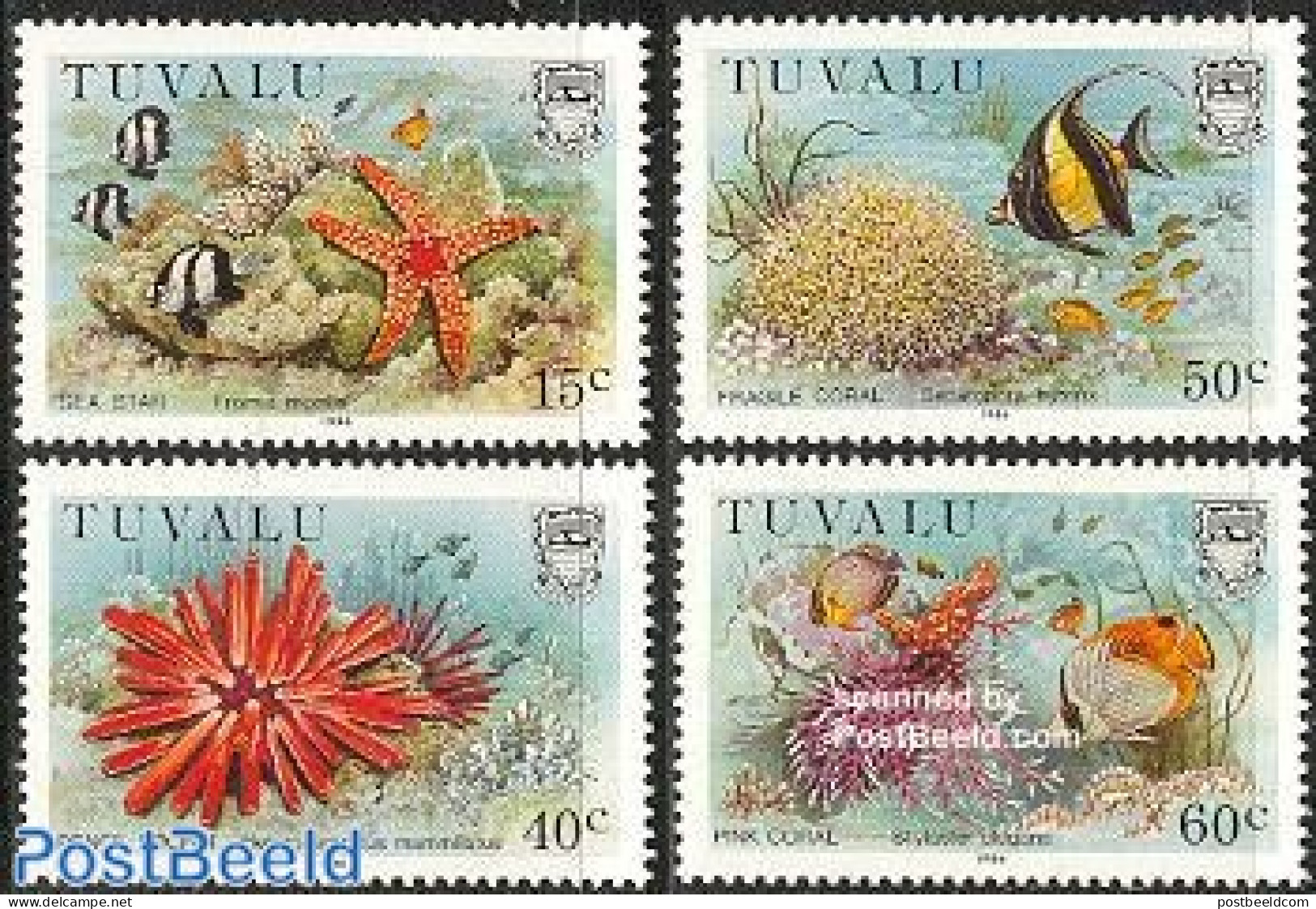 Tuvalu 1986 Marine Life 4v, Mint NH, Nature - Fish - Shells & Crustaceans - Vissen