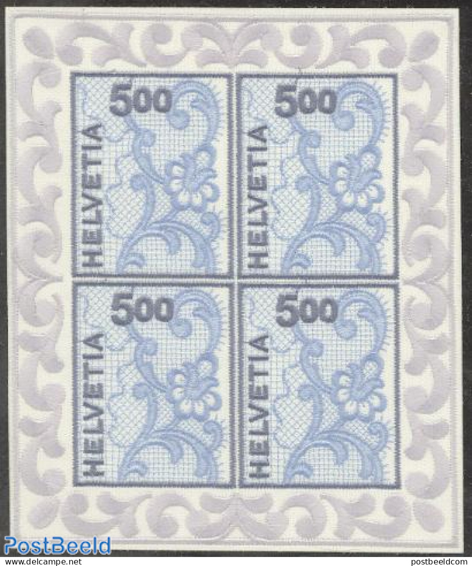 Switzerland 2000 Textile Stamp S/s, Mint NH, Various - Other Material Than Paper - Textiles - Neufs