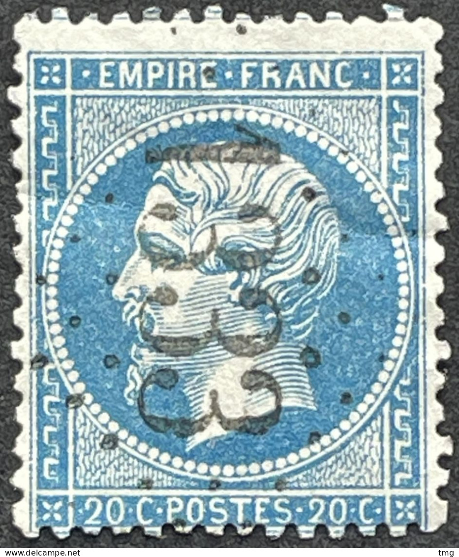 YT 22 LGC 1333 Dortan Ain (1) Indice 7 Napoléon III 1862 20c France – Pgrec - 1862 Napoleon III