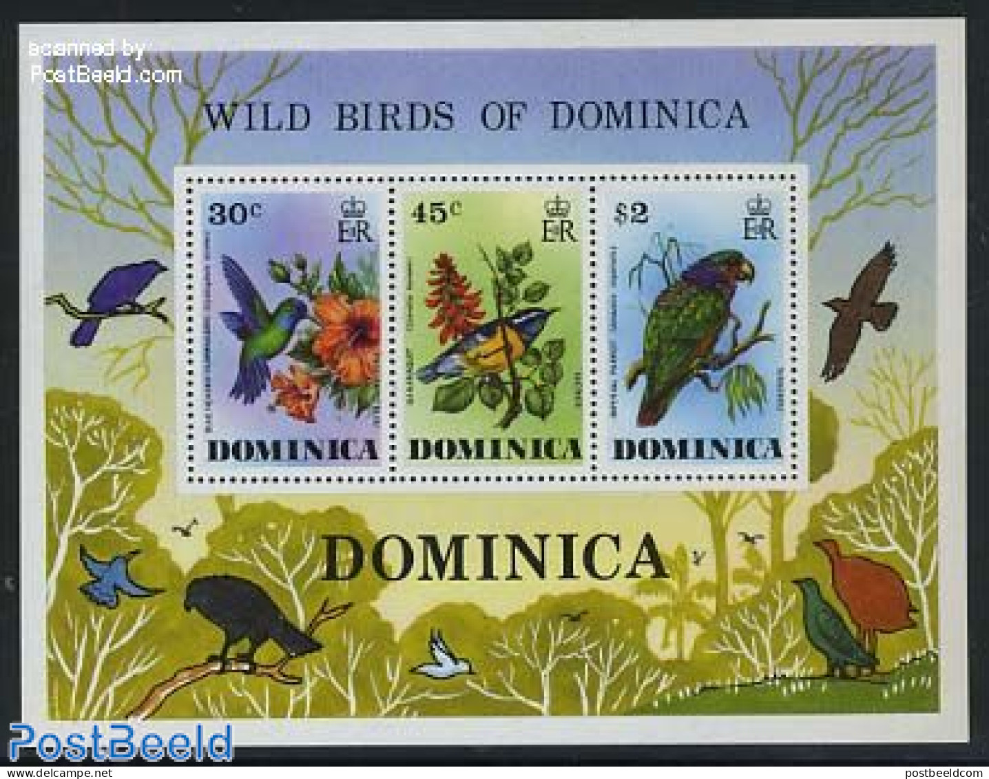Dominica 1976 Birds S/s, Mint NH, Nature - Birds - Hummingbirds - Repubblica Domenicana