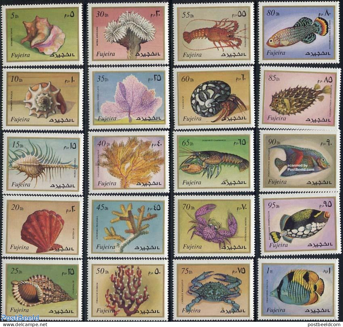 Fujeira 1972 Marine Life 20v, Mint NH, Nature - Fish - Shells & Crustaceans - Crabs And Lobsters - Fishes