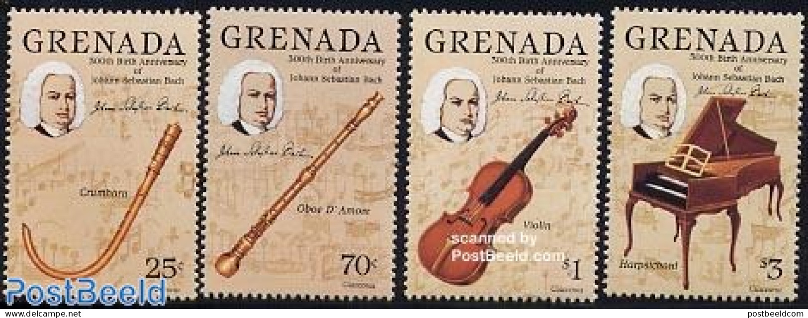 Grenada 1985 J.S. Bach 4v, Mint NH, Performance Art - Music - Musique