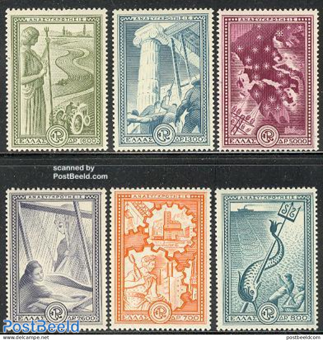 Greece 1951 Marshall Plan 6v, Mint NH, History - Nature - Religion - Various - Europa Hang-on Issues - Fishing - Sea M.. - Ungebraucht