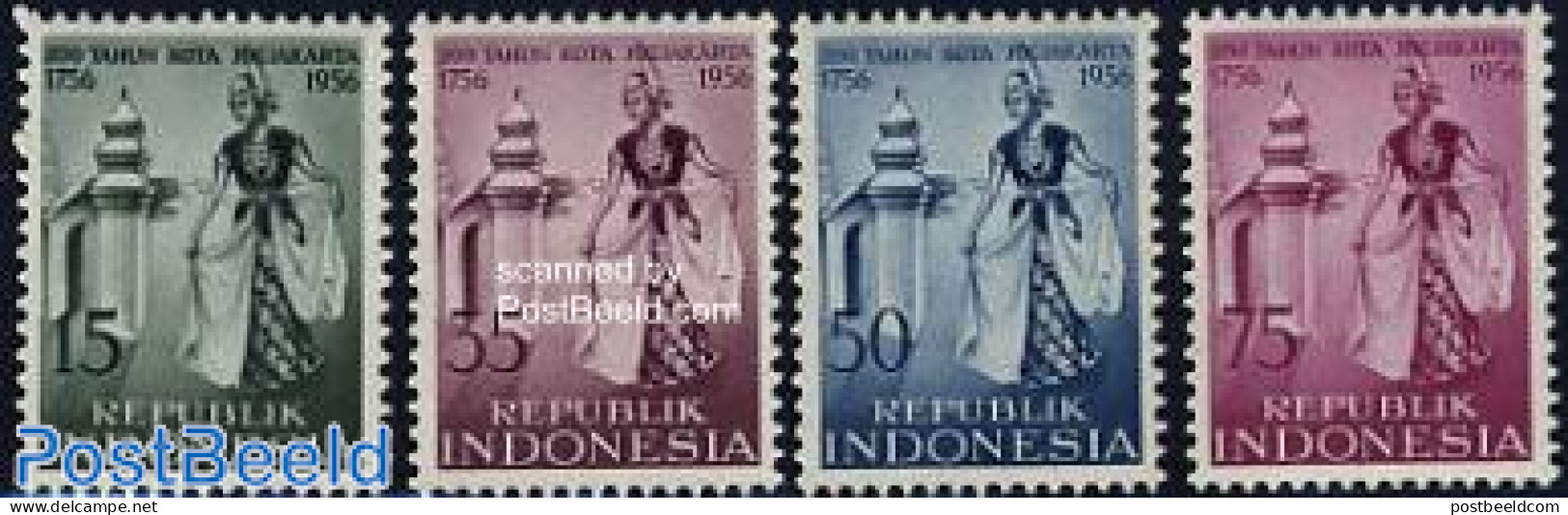 Indonesia 1956 Jokjakarta City Rights 4v, Mint NH, Performance Art - Dance & Ballet - Danse
