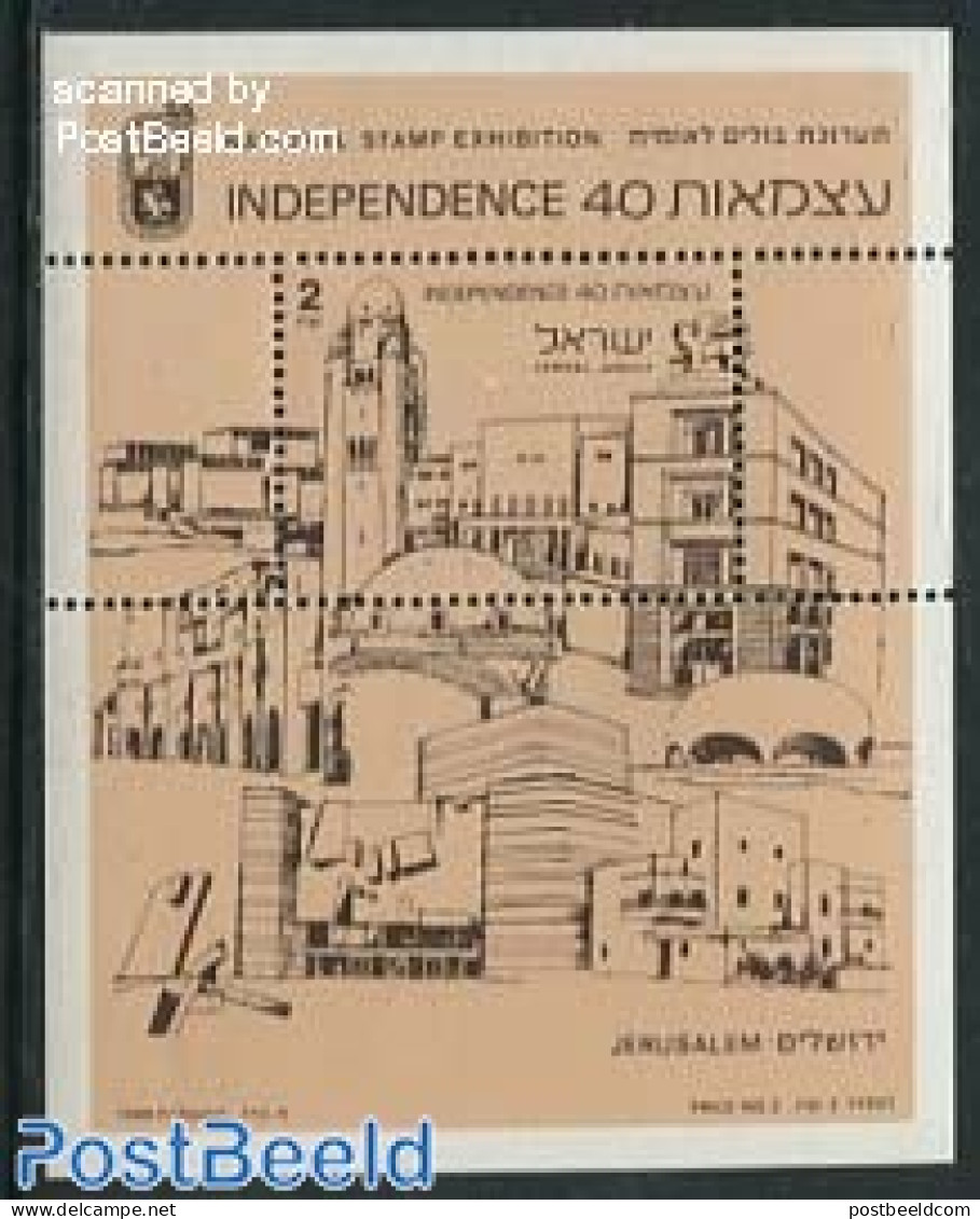 Israel 1988 Independence 40 Stamp Expo S/s, Mint NH, Philately - Art - Architecture - Ongebruikt (met Tabs)