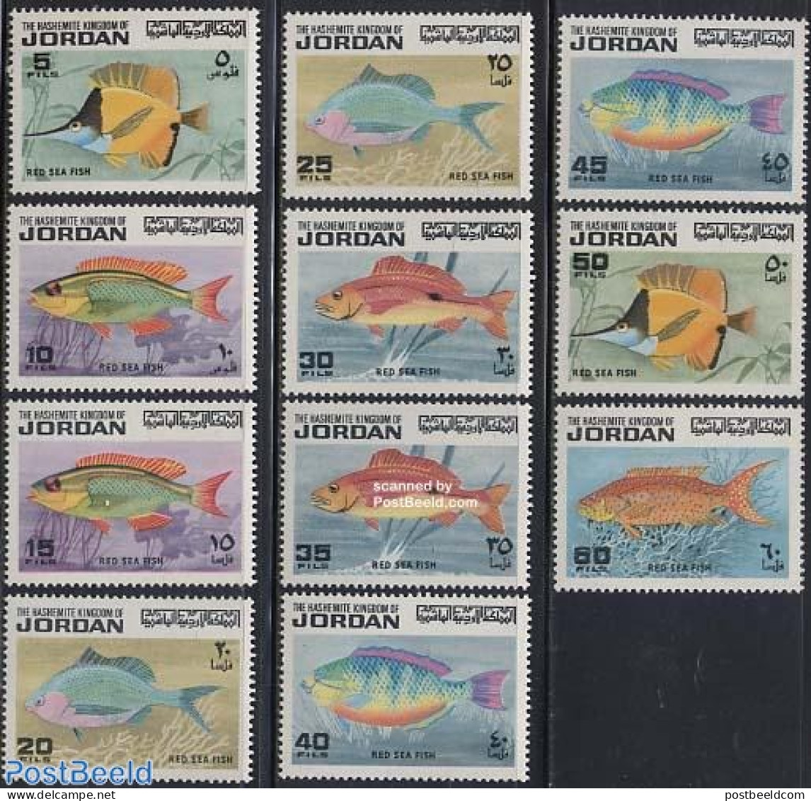 Jordan 1974 Fish 11v, Mint NH, Nature - Fish - Fishes