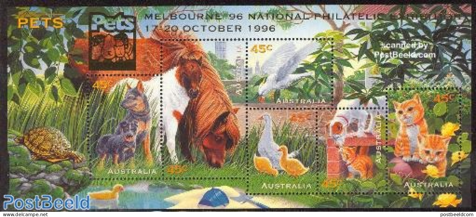 Australia 1996 Melbourne Phil. Exhib. S/s, Mint NH, Nature - Animals (others & Mixed) - Birds - Cats - Dogs - Horses -.. - Nuevos