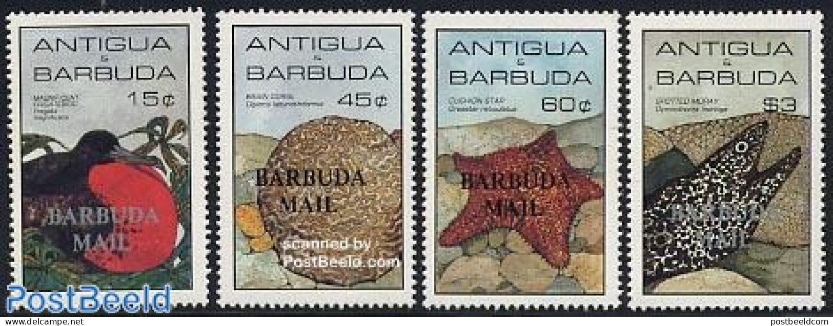 Barbuda 1985 Animals 4v, Mint NH, Nature - Birds - Fish - Shells & Crustaceans - Poissons