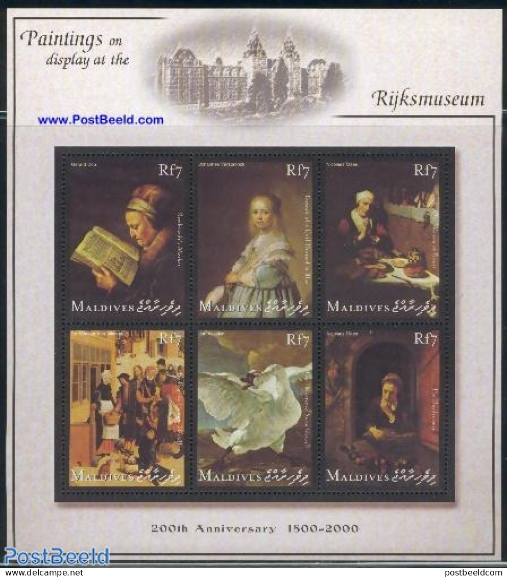 Maldives 2001 Rijksmuseum 6v M/s, Mint NH, History - Nature - Netherlands & Dutch - Birds - Art - Books - Museums - Pa.. - Géographie