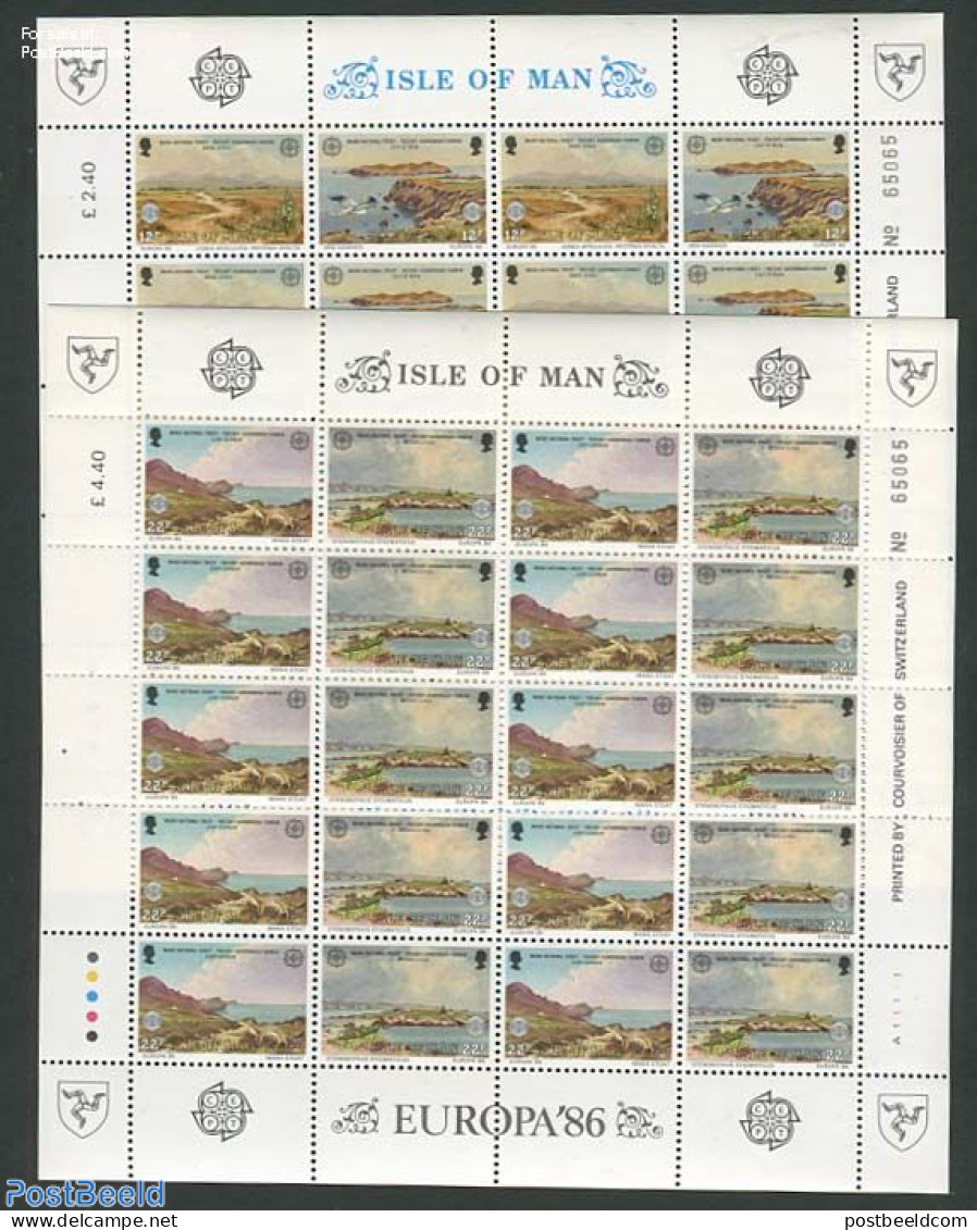 Isle Of Man 1986 Europa 2 M/ss, Mint NH, History - Nature - Europa (cept) - Birds - Environment - Protection De L'environnement & Climat