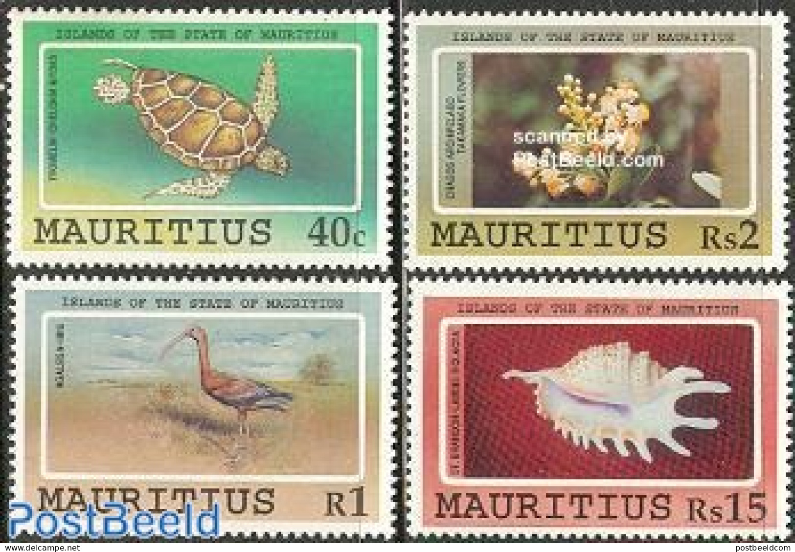 Mauritius 1991 Flora & Fauna 4v, Mint NH, Nature - Animals (others & Mixed) - Birds - Shells & Crustaceans - Turtles - Marine Life