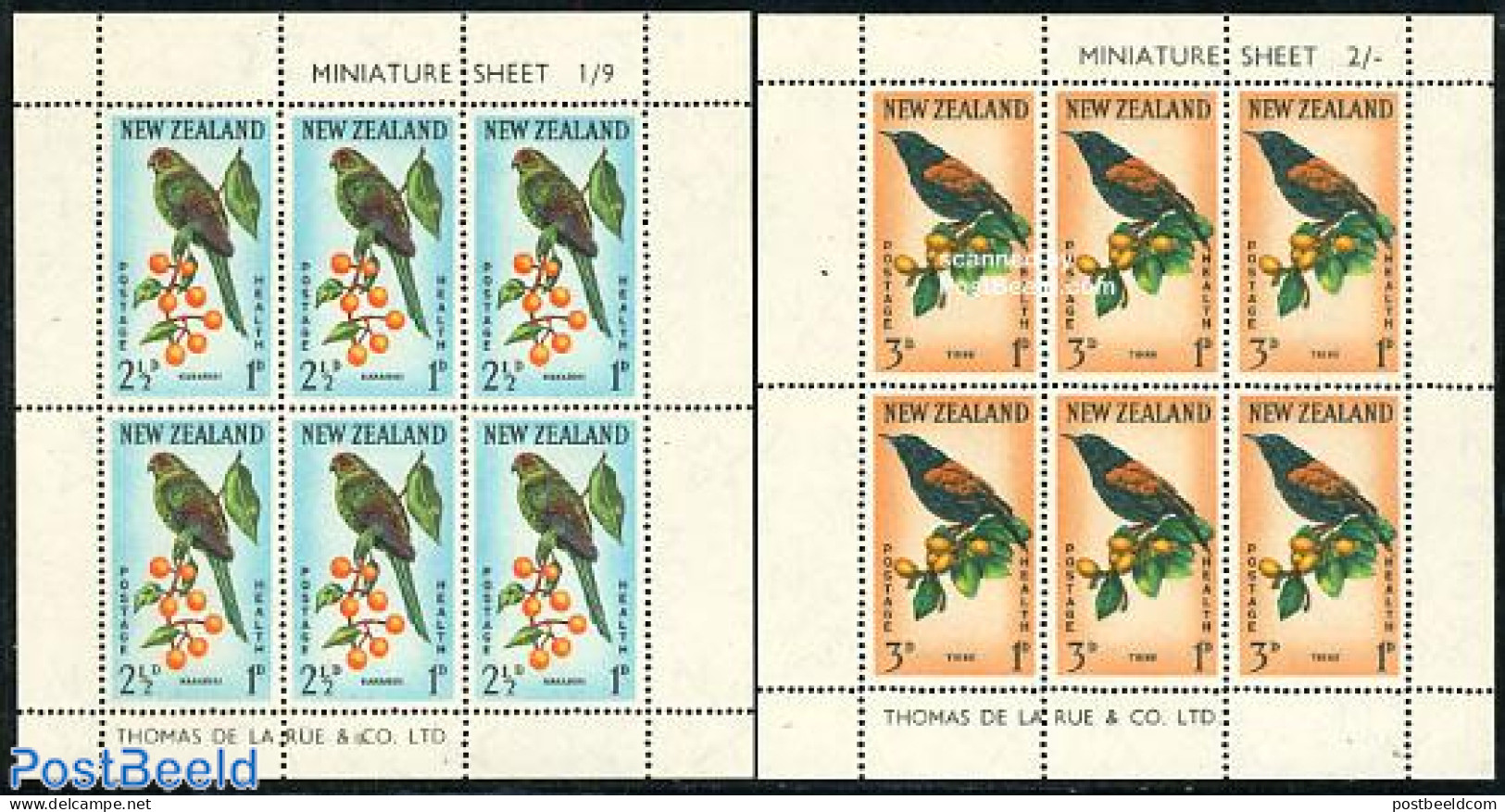 New Zealand 1962 Health, Birds 2 M/s, Mint NH, Health - Nature - Health - Birds - Neufs