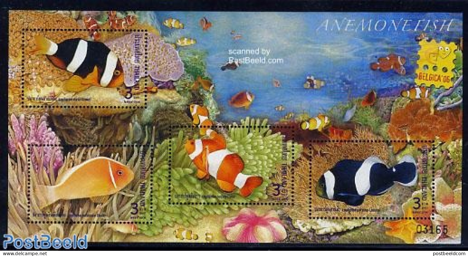 Thailand 2006 Belgica 06, Anemone Fish S/s, Mint NH, Nature - Fish - Fishes