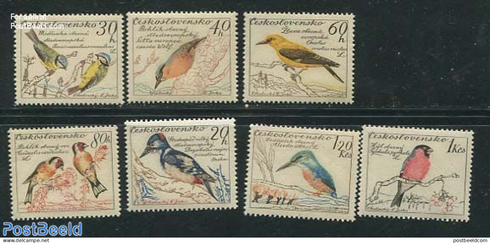 Czechoslovkia 1959 Birds 7v, Mint NH, Nature - Birds - Kingfishers - Other & Unclassified