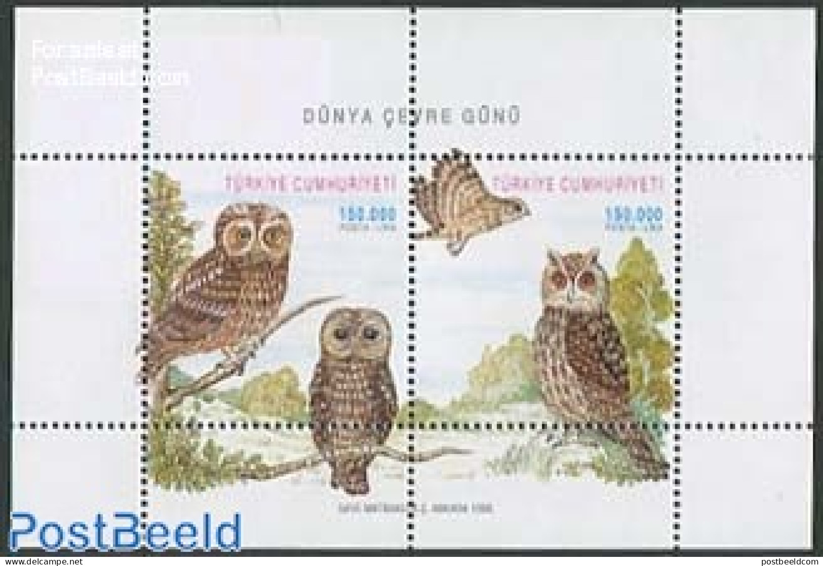 Türkiye 1998 Environment, Owls S/s, Mint NH, Nature - Birds - Owls - Other & Unclassified