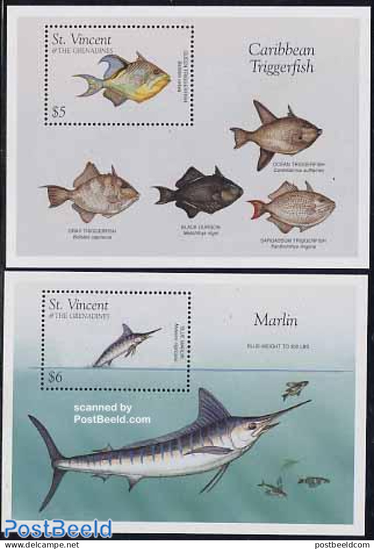Saint Vincent 1996 Fish 2 S/s, Mint NH, Nature - Fish - Fishes