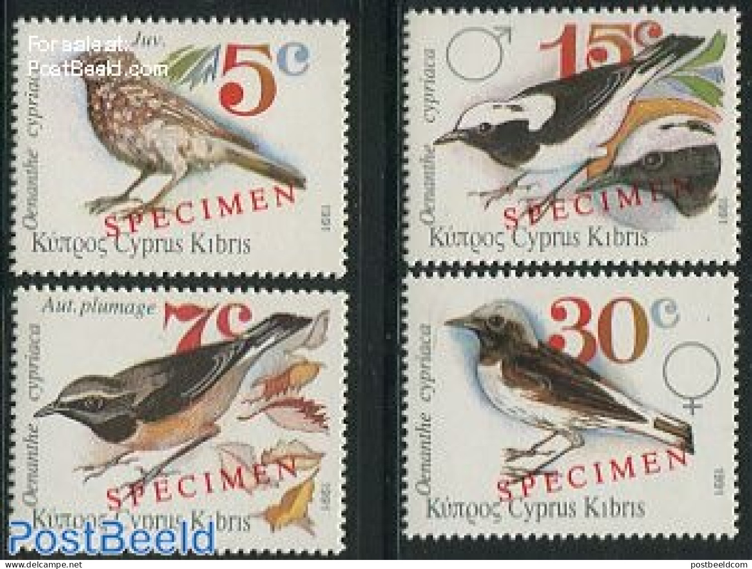 Cyprus 1991 Birds 4v SPECIMEN, Mint NH, Nature - Birds - Neufs
