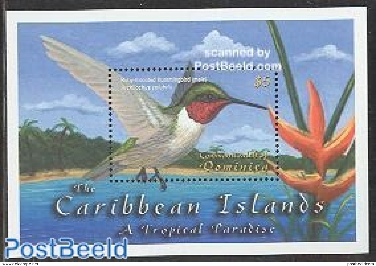 Dominica 2001 Ruby Throated Hummingbird S/s, Mint NH, Nature - Birds - Dominicaine (République)