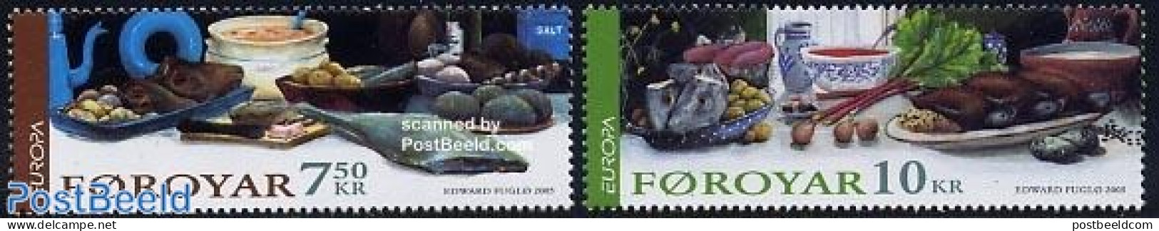 Faroe Islands 2005 Europa, Food 2v, Mint NH, Health - History - Nature - Food & Drink - Europa (cept) - Fish - Food