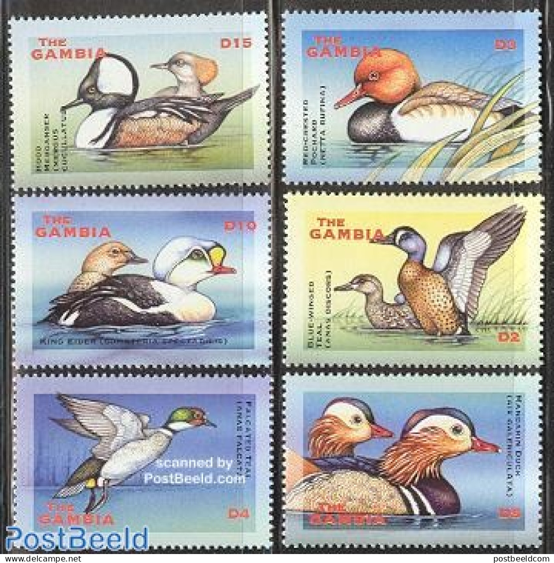 Gambia 2001 Ducks 6v, Mint NH, Nature - Birds - Ducks - Gambie (...-1964)