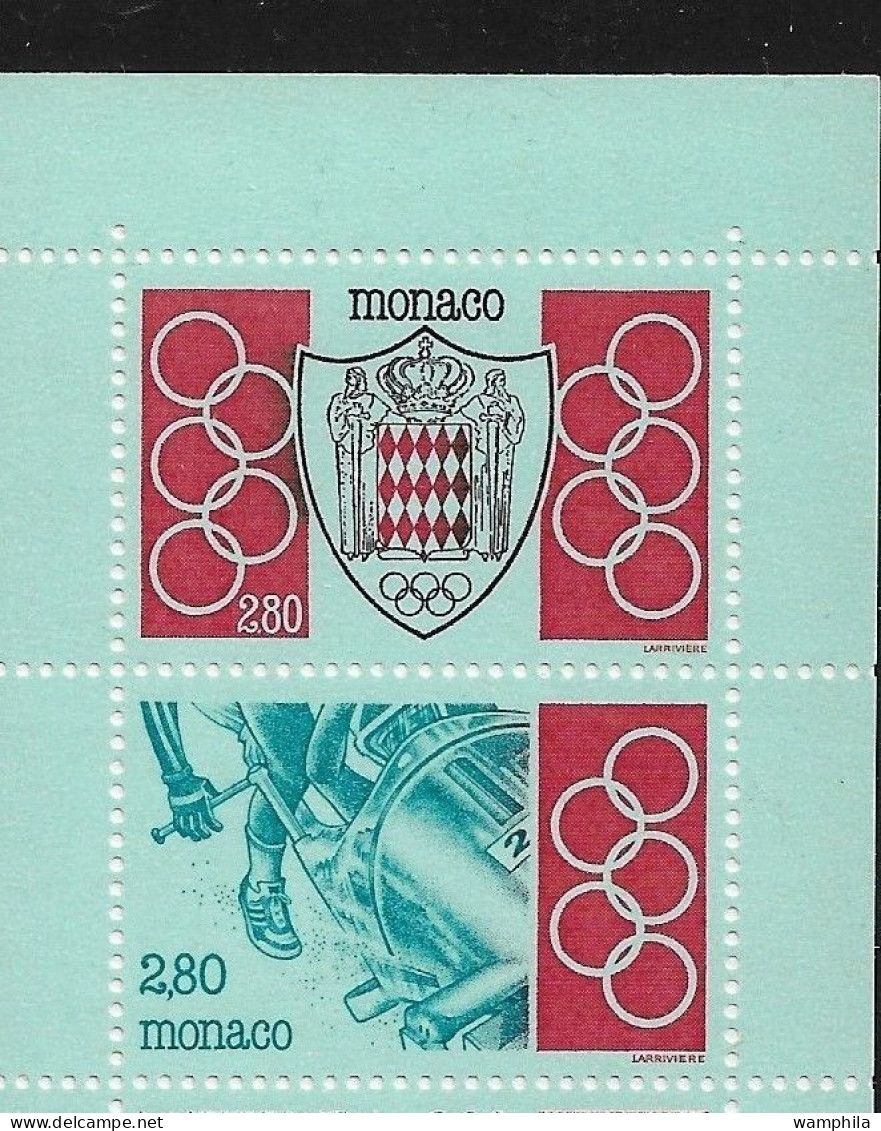 Monaco 1993. Carnet N°10, J.O .bobsleigh, Ski, Voile, Aviron, Natation, Cyclisme, - Unused Stamps