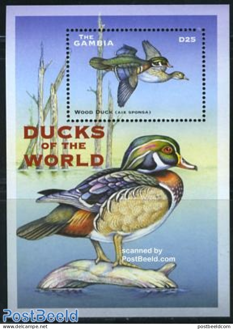 Gambia 2001 Wood Duck S/s, Mint NH, Nature - Birds - Ducks - Gambie (...-1964)