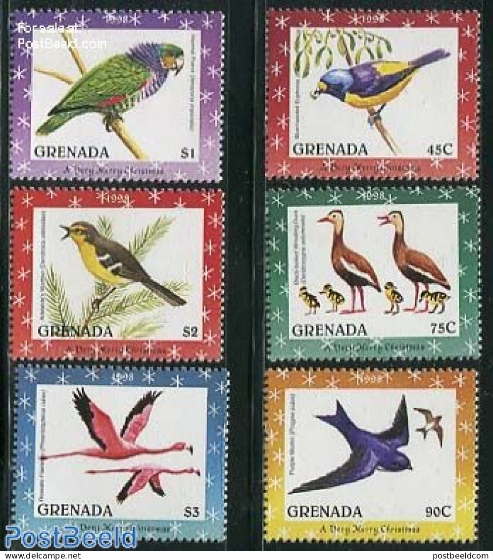 Grenada 1998 Christmas, Birds 6v, Mint NH, Nature - Religion - Birds - Christmas - Christmas