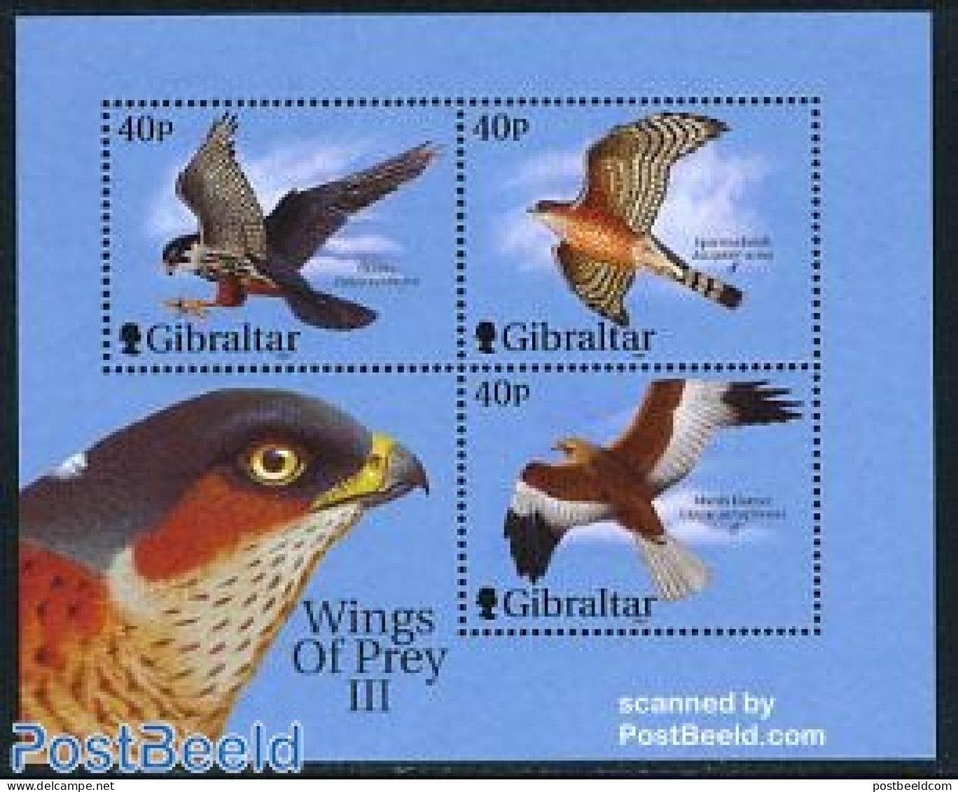 Gibraltar 2001 Birds Of Prey S/s, Mint NH, Nature - Birds - Birds Of Prey - Gibraltar