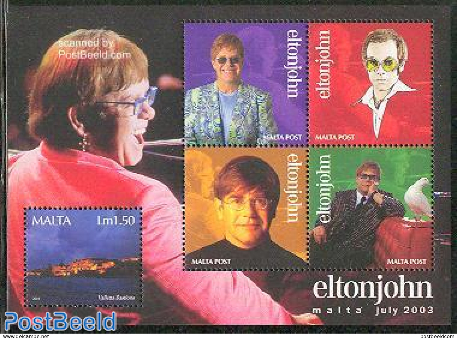 Malta 2003 Elton John S/s, Mint NH, Nature - Performance Art - Birds - Music - Popular Music - Music