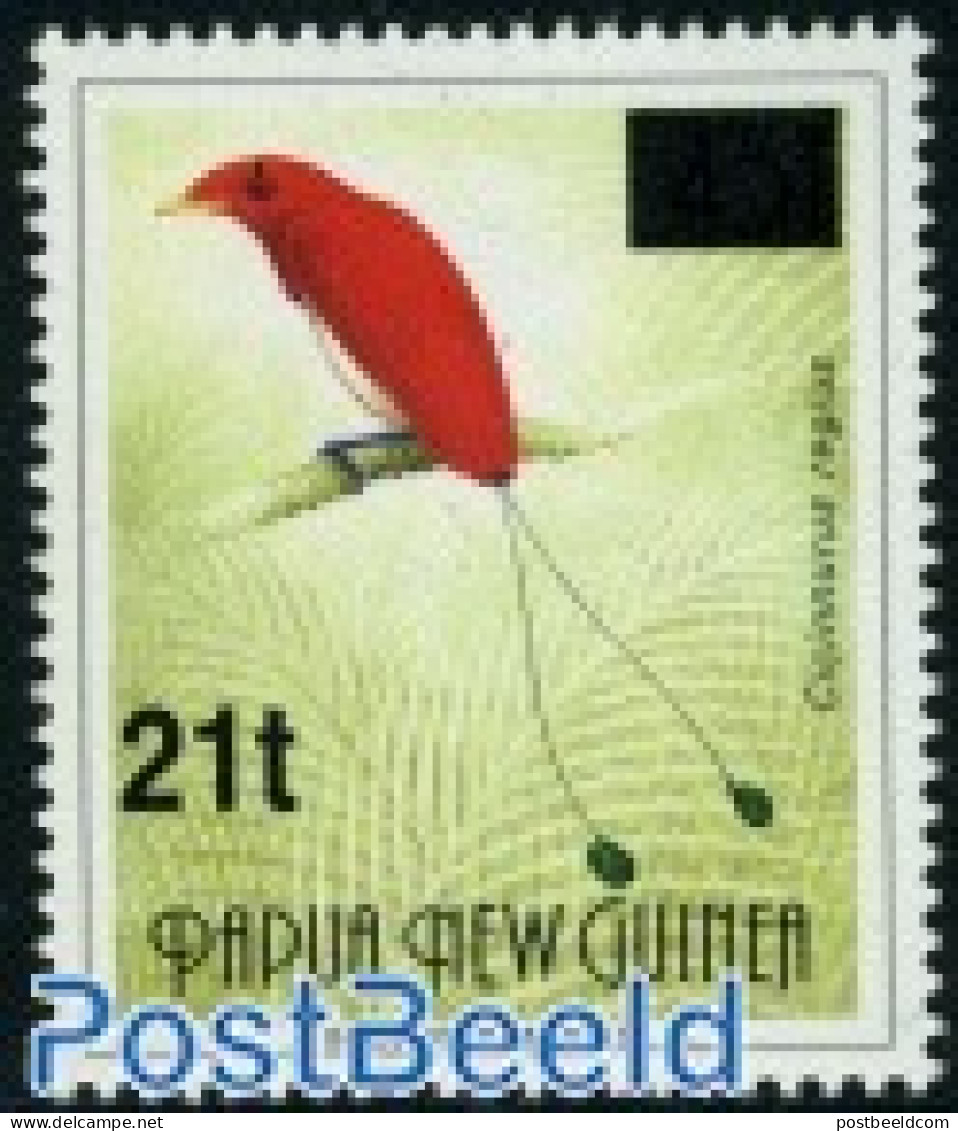 Papua New Guinea 1995 Overprint 21t (fat) On 45T, With Year 1992, Mint NH - Papua-Neuguinea