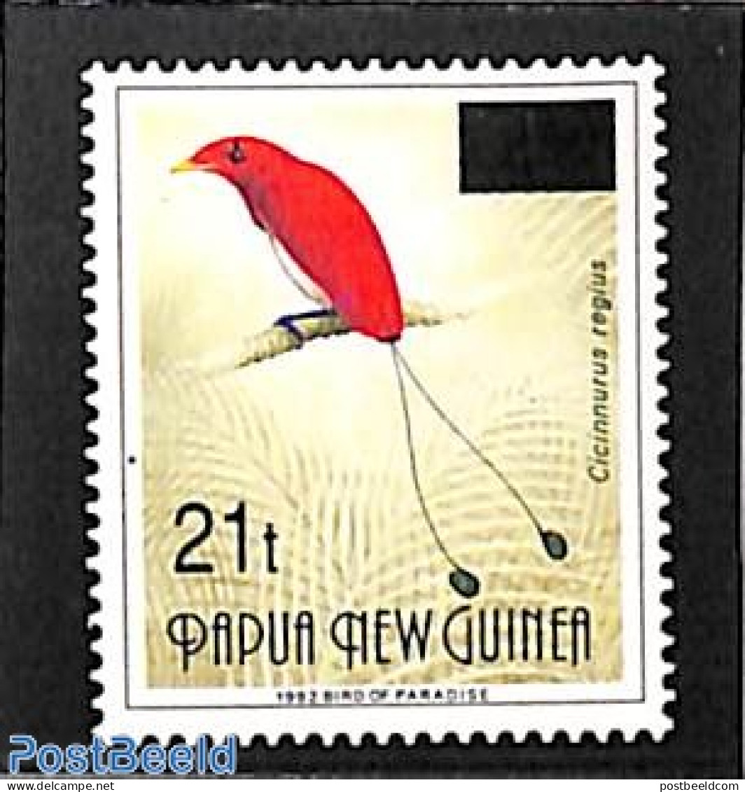 Papua New Guinea 1995 Overprint 1v 21t, (45T On Original Stamp), Mint NH, Nature - Birds - Papouasie-Nouvelle-Guinée
