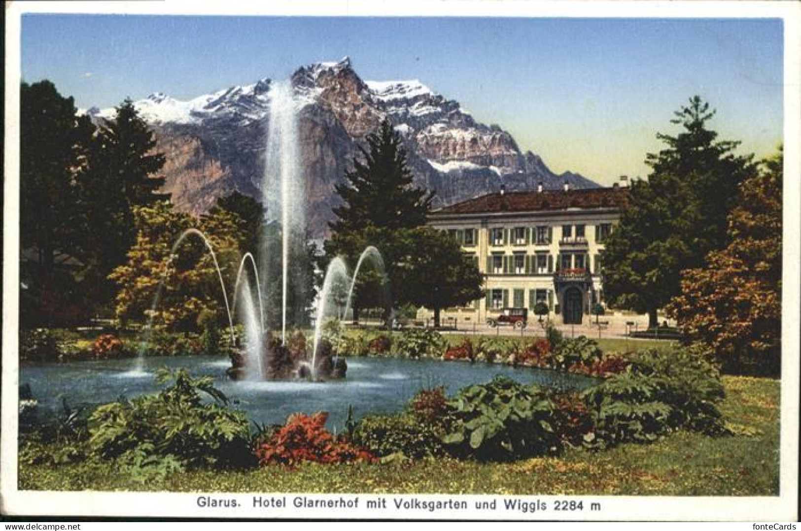 11026962 Glarus_GL Hotel Glarnerhof Volksgarten Springbrunnen  - Sonstige & Ohne Zuordnung