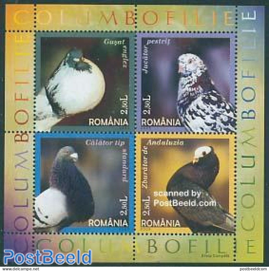 Romania 2005 Pigeons 4v M/s, Mint NH, Nature - Birds - Unused Stamps