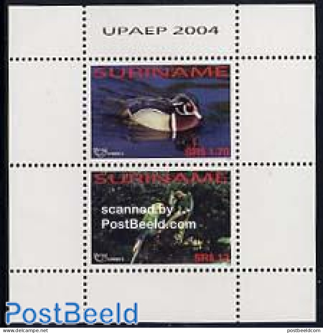 Suriname, Republic 2004 UPAEP S/s, Mint NH, Nature - Birds - Ducks - Parrots - U.P.A.E. - Surinam