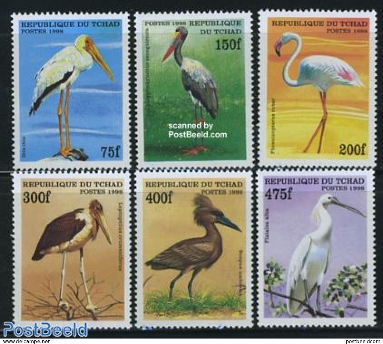 Chad 1999 African Birds 6v, Mint NH, Nature - Birds - Flamingo - Storks - Other & Unclassified